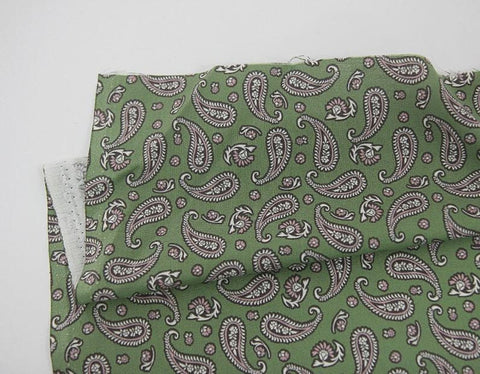 Paisley Cotton Fabric, Quality Korean Fabric - Mint, Beige, Green, Gray - By the Yard /24886