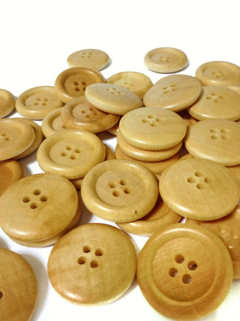10 Buttons 1 Inch Wooden Buttons with 4 Holes