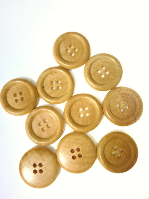 10 Buttons 1 Inch Wooden Buttons with 4 Holes