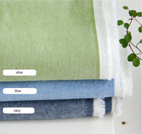 Pre-washed Cotton Fabric Solid - Olive, Blue or Navy - By the Yard 9047 - 8025 24935-1