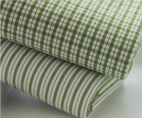 Pre-washed Cotton Yarn Dyed Plaid or Stripes in Olive Green per Yard 6148 23789-1 162916-w