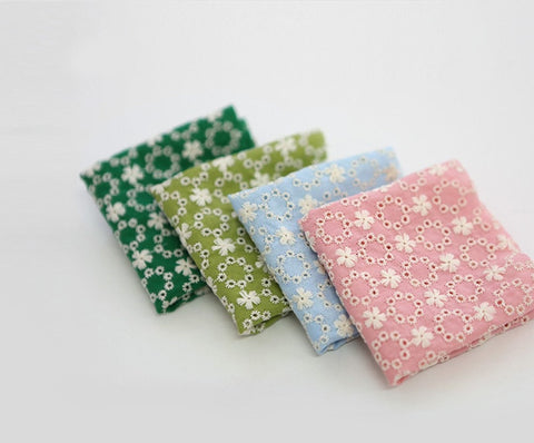 Wide Eyelet Cotton Fabric, Pointelle Cotton Fabric - Pink, Sky, Olive, Green - Quality Korean Fabric, Embroidery Fabric By the Yard /50789