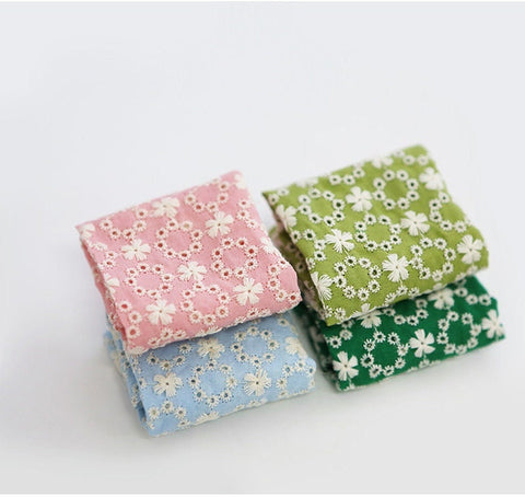 Wide Eyelet Cotton Fabric, Pointelle Cotton Fabric - Pink, Sky, Olive, Green - Quality Korean Fabric, Embroidery Fabric By the Yard /50789