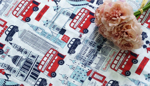 Triple Gauze Fabric, London Trip, Wrinkled Gauze, Crinkle Gauze, London Eye Fabric 61 Inches Wide Quality Korean Fabric - By the Yard /51531