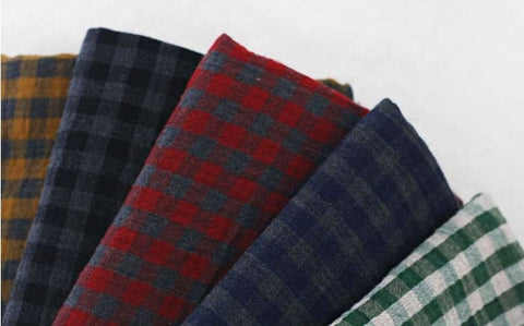Plaid Cotton Double Gauze, Double-sided, Washing Gauze, Checker Gauze Fabric, Cotton Gauze - In 6 Colors - By the Yard / 50986