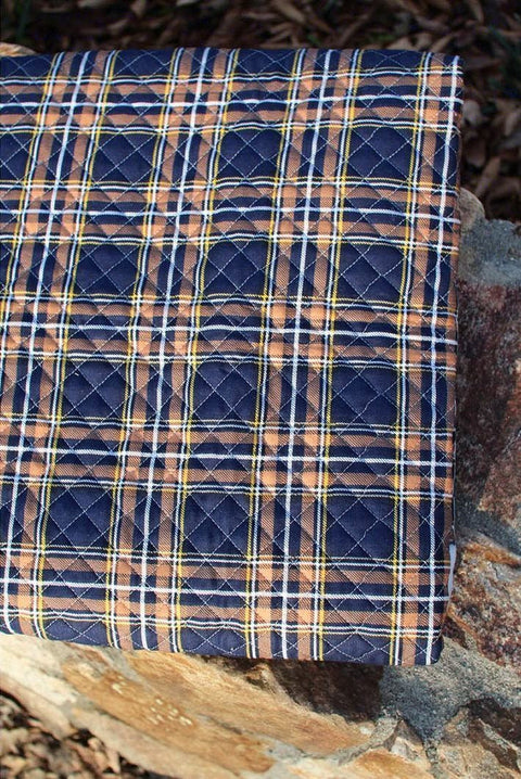 Quilted Plaid Cotton Fabric, Checker Oxford Cotton Fabric, Korean Fabric - Red, Navy, Yellow, Green, Red Green - Fabric By the Yard /40868