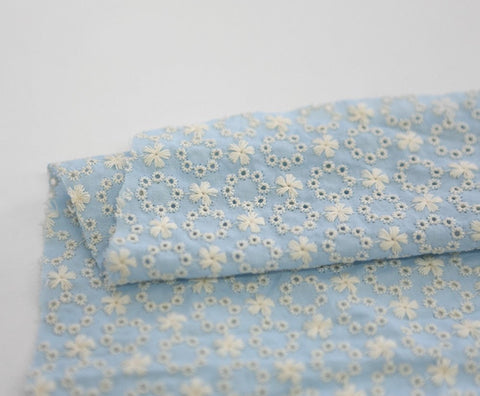 Wide Eyelet Cotton Fabric, Pointelle Cotton Fabric - Pink, Sky, Olive, Green - Quality Korean Fabric, Embroidery Fabric By the Yard /50789