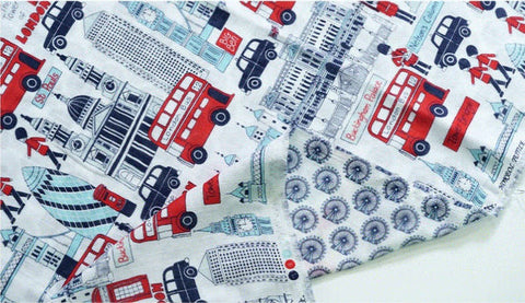 Triple Gauze Fabric, London Trip, Wrinkled Gauze, Crinkle Gauze, London Eye Fabric 61 Inches Wide Quality Korean Fabric - By the Yard /51531