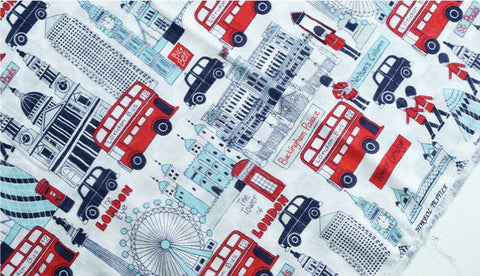 Triple Gauze Fabric, London Trip, Wrinkled Gauze, Crinkle Gauze, London Eye Fabric 61 Inches Wide Quality Korean Fabric - By the Yard /51531