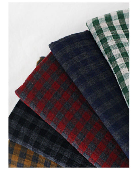 Plaid Cotton Double Gauze, Double-sided, Washing Gauze, Checker Gauze Fabric, Cotton Gauze - In 6 Colors - By the Yard / 50986