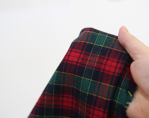 Brushed Cotton Red Green Plaid Christmas Fabric - Quality Korean Christmas Checkered Fabric - By the Yard /45679