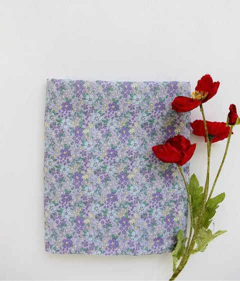 Lovely Floral Cotton Double Gauze Fabric, Purple Flower Gauze, Baby Fabric, Quality Korean Fabric - 59 Inches Wide - By the Yard 3/0292