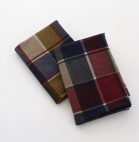 Wide Brushed Checker Cotton Fabric, Mustard Plaid Cotton Fabric, Wine Checked Fabric - Quality Korean Fabric, By the Yard /52126
