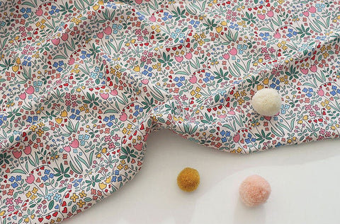 Cotton Fabric, Floral Fabric, Mint Check Fabric, Solid Mint Fabric, Tulip Cotton Fabric, Quality Korean Fabric - Fabric By the Yard /41362