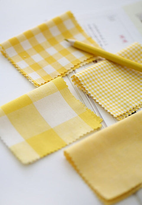 Yellow Cotton Checker Fabric, Yarn Dyed Cotton Fabric, 2 mm, 9 mm, 30 mm Checks or Solid Yellow, Quality Korean Fabric - By the Yard /78574