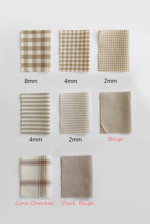 Beige Cotton Fabric, Yarn Dyed Cotton Fabric, Checkers, Stripes and Solid Beige, Quality Korean Fabric - By the Yard /04520