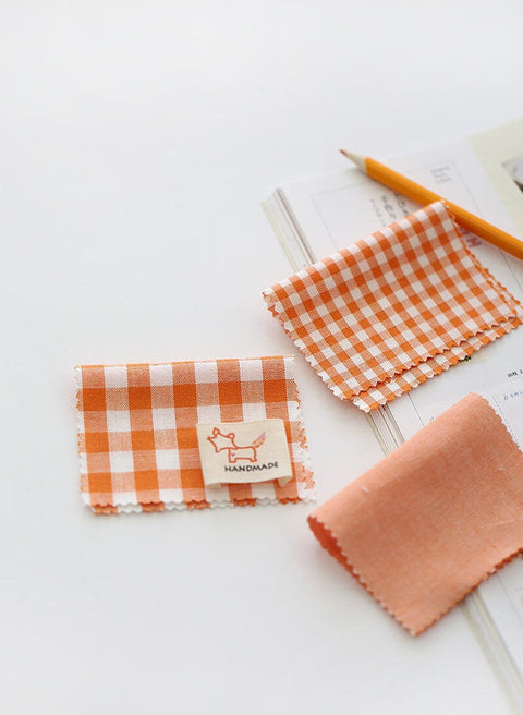 Orange Cotton Fabric, Yarn Dyed Cotton Fabric, 4 mm, 9 mm Checks and Solid Orange Fabric, Quality Korean Fabric - By the Yard /78577