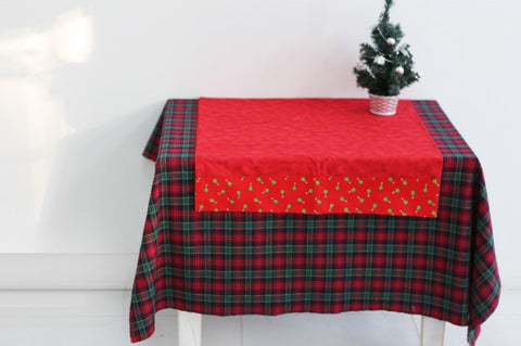 Brushed Cotton Red Green Plaid Christmas Fabric - Quality Korean Christmas Checkered Fabric - By the Yard /45679