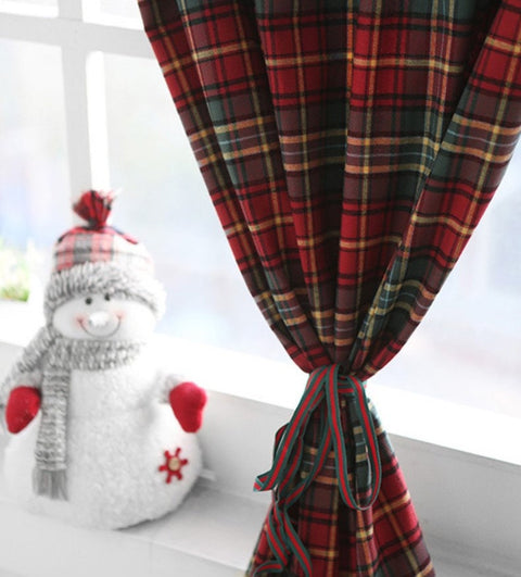 Red Green Tartan Plaid Christmas Brushed Cotton Fabric - Quality Korean Christmas Checkered Fabric - By the Yard /57278