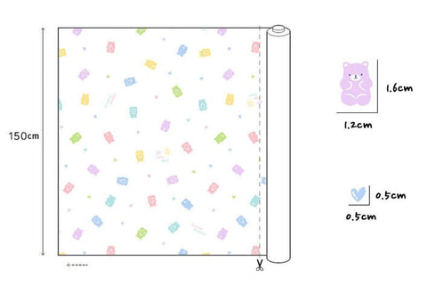 Organic Cotton Double Gauze, Jelly Bears Cotton Gauze, GOTS Certified, Hearts Cotton Gauze, Quality Korean Fabric - By the Yard /51099