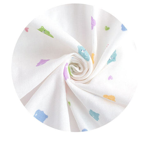 Organic Cotton Double Gauze, Jelly Bears Cotton Gauze, GOTS Certified, Hearts Cotton Gauze, Quality Korean Fabric - By the Yard /51099