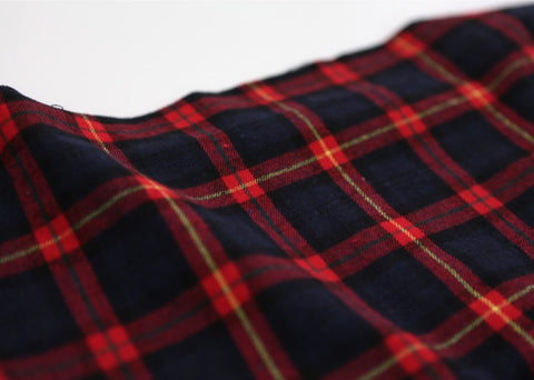 Red Plaid Polyester Christmas Fabric - Quality Korean Christmas Checkered Fabric - By the Yard /51789