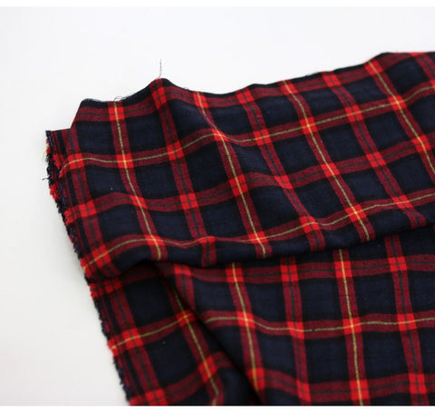 Red Plaid Polyester Christmas Fabric - Quality Korean Christmas Checkered Fabric - By the Yard /51789