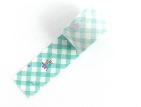 4 cm Joy Flower Checkered Cotton Bias - Choice of 3 Colors - 7 yards - By the Roll / 51104