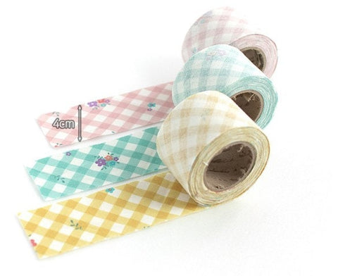 4 cm Joy Flower Checkered Cotton Bias - Choice of 3 Colors - 7 yards - By the Roll / 51104