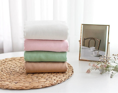 Solid Cotton Double Gauze, Two Layer Gauze, Soft Gauze, Quality Korean Fabric, White Ivory, Pink, Deep Mint, Deep Beige - By the Yard /50141