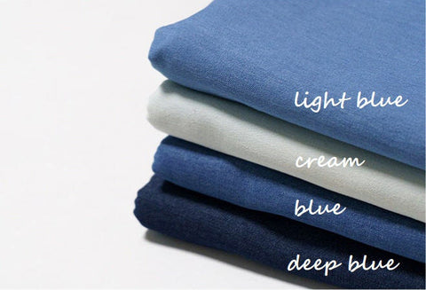 Cotton Denim Fabric, Prewashed Denim Fabric, Blue Denim, Cream, Light Blue, Blue, Deep Blue, Quality Korean Fabric - By the Yard /52034