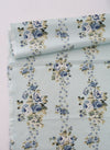 Line Roses Linen Blend Fabric, Cotton Linen, Floral Linen, Quality Korean Fabric - Pink or Blue - By the Yard /61448