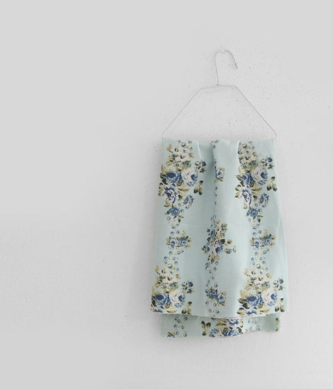 Line Roses Linen Blend Fabric, Cotton Linen, Floral Linen, Quality Korean Fabric - Pink or Blue - By the Yard /61448