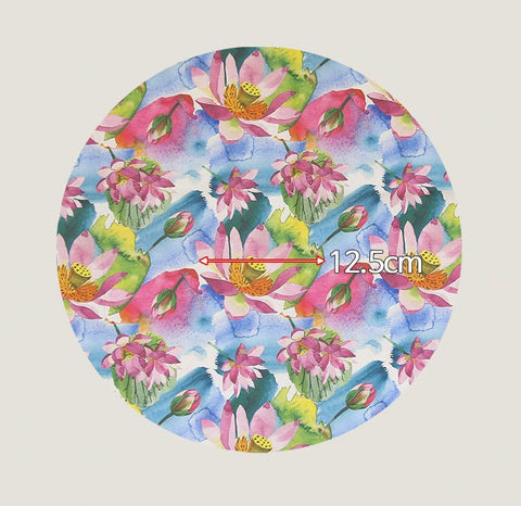Lotus Flowers Cotton Fabric, Floral Fabric, Digital Printing, Quality Korean Fabric - Fabric By the Yard /52540
