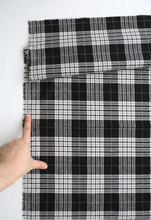 Black and White Checker Fabric, Tartan Plaid Cotton Fabric, Yarn Dyed Fabric, Vintage Look Fabric Quality Korean Fabric - By the Yard /52185