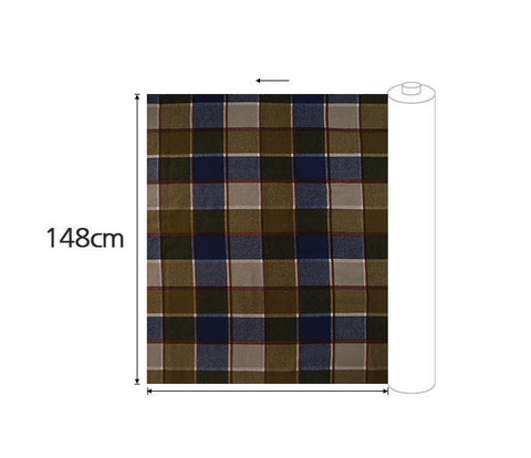 Wide Brushed Checker Cotton Fabric, Mustard Plaid Cotton Fabric, Wine Checked Fabric - Quality Korean Fabric, By the Yard /52126