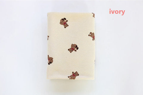 Teddy bear Waffle Fabric Cotton Blend, Honeycomb Fabric, Stretch Fabric, Quality Korean Fabric - Ivory, Beige - By the Yard /52559