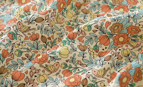Marigold Flowers Cotton Fabric, Floral Fabric, Digital Printing, Antibacterial, Quality Korean Fabric - Fabric By the Yard /52570