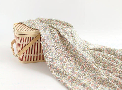 Flowers Cotton Double Gauze Fabric, Floral Gauze Fabric, Two Layers Cotton Gauze Fabric, Quality Korean Fabric - By the Yard /43560