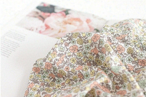 Flowers Cotton Double Gauze Fabric, Floral Gauze Fabric, Two Layers Cotton Gauze Fabric, Quality Korean Fabric - By the Yard /43560