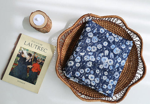 Semi-sheer Floral Cotton Fabric, Blue Flower Cotton Fabric, Lightweight and Thin, Quality Korean Fabric, Navy Cotton - By the Yard /49990