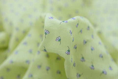 Yellow Flowers Cotton Double Gauze Fabric, Floral Gauze Fabric, Two Layers Cotton Gauze Fabric, Quality Korean Fabric - By the Yard 463131/