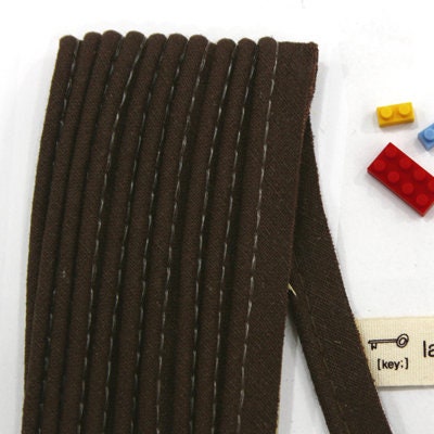 Natural Linen Piping Tape - In Dark Brown - 3 yards - One pack / 81708