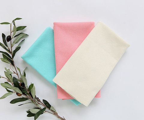 Ribbing Cotton Poly Rib Knit Fabric, Binding Knit Fabric, Hem Fabric, Quality Korean Fabric - Ivory, Mint, Pink - By Half Yard /42958