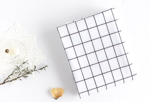 Checker Laminated Cotton Fabric, Non Glossy Plaid Laminate Fabric, Wide Laminate, Quality Korean Fabric - Gray or White - By the Yard /51159