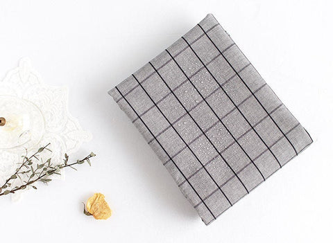 Checker Laminated Cotton Fabric, Non Glossy Plaid Laminate Fabric, Wide Laminate, Quality Korean Fabric - Gray or White - By the Yard /51159
