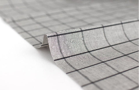 Checker Laminated Cotton Fabric, Non Glossy Plaid Laminate Fabric, Wide Laminate, Quality Korean Fabric - Gray or White - By the Yard /51159