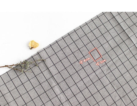 Checker Laminated Cotton Fabric, Non Glossy Plaid Laminate Fabric, Wide Laminate, Quality Korean Fabric - Gray or White - By the Yard /51159