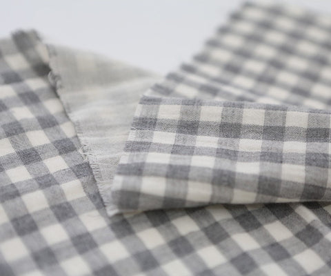 Checkered Cotton Double Gauze Fabric, Double Sided Gauze Fabric, Quality Korean Fabric - 59" Wide - in 4 Colors - By the Yard / 26080