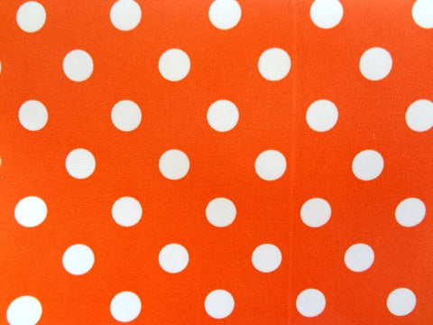 Waterproof White Dots on Orange, Polka dot Waterproof Fabric, Quality Korean Fabric - Fabric By the Yard WM /6042